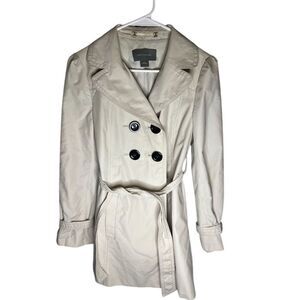 Ann Taylor Women's Beige Trench Coat Jacket Size S Double-Breasted